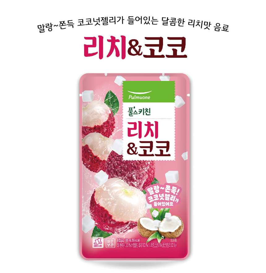 풀무원 푸드머스 풀스토리 리치 & 코코 말랑 쫀득 코코넛 젤리가 들어있는 달콤한 리치맛 음료